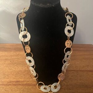 Bitna Mint Green Resin & Matte Gold Link Necklace